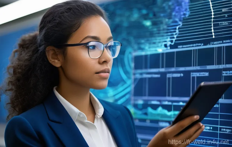 용접 관련 학술자료 찾는 법 - **Prompt:** A determined, professional-looking female researcher, aged around 30, with neatly styled...